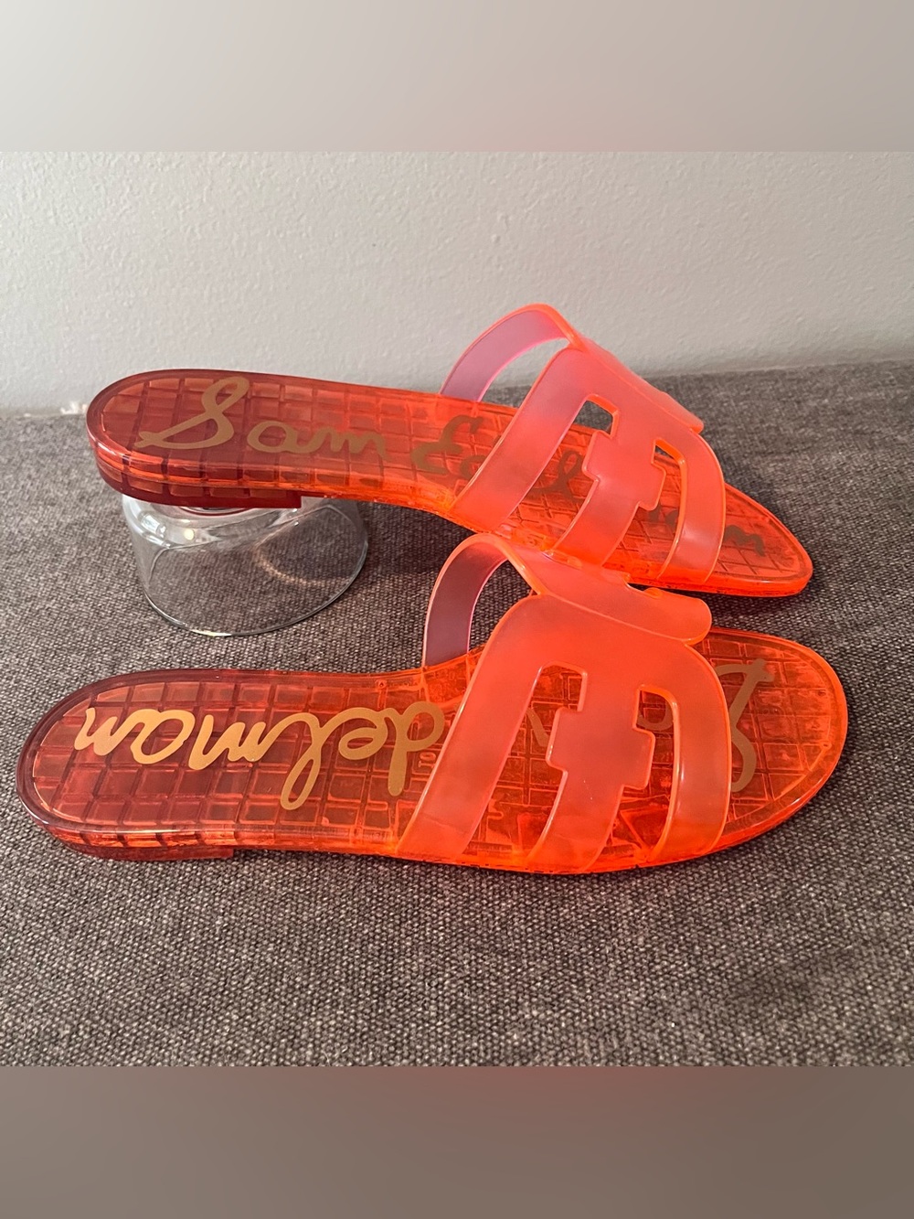 Sam Edelman Bay Jelly Slide Slip On Sandals Coral Orange Size 10M New
